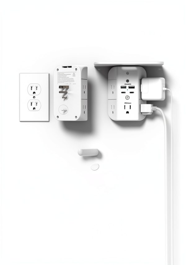 MIFASOPOWER Wall Outlet Extender 9 in 1 USB Charging Shelf-3