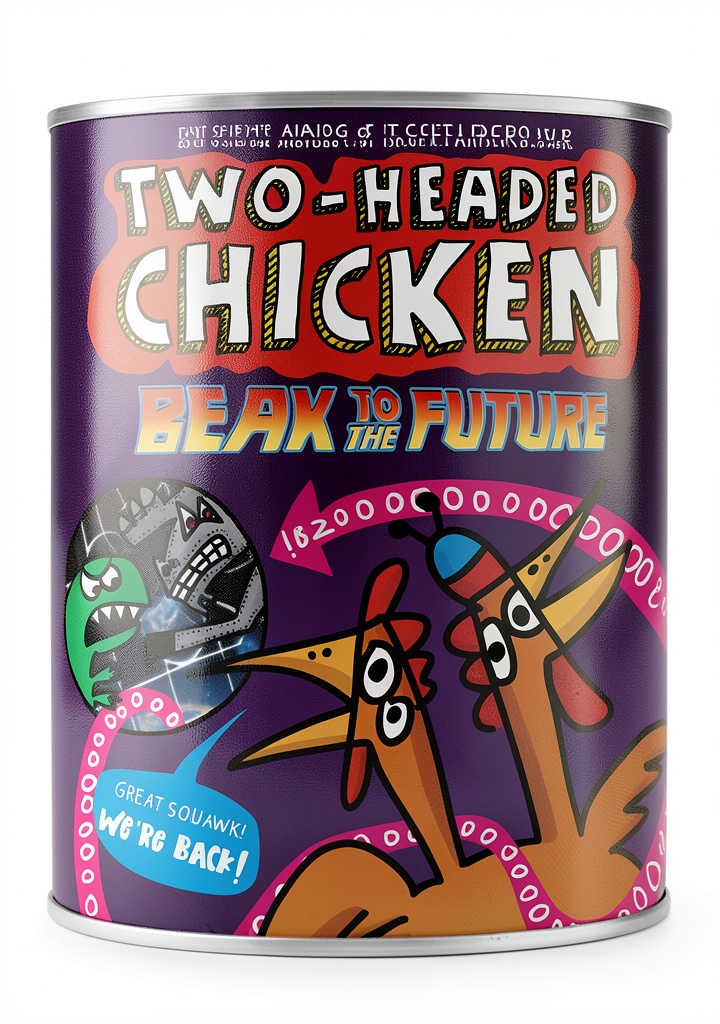 Two-Headed Chicken graphic novel cover showing colorful sci-fi scenes