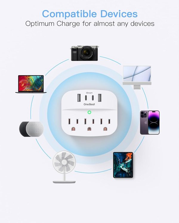 One Beat Power Strip Non Surge Protector Outlet Extender-4