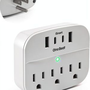 One Beat Power Strip USB Outlet Adapter White Non Surge-0