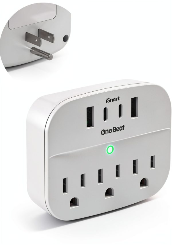 One Beat Power Strip USB Outlet Adapter White Non Surge-0