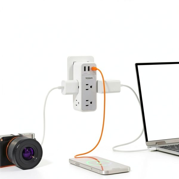 Tessan Wall Outlet Extender Rotating Plug Surge Protector-1