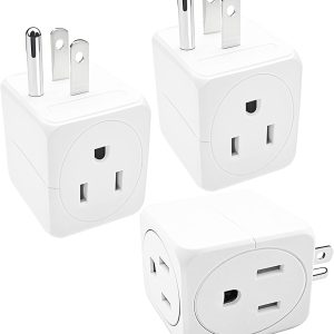PaeorRorL Multi Plug Outlet Extender White 3 Pack Square-0