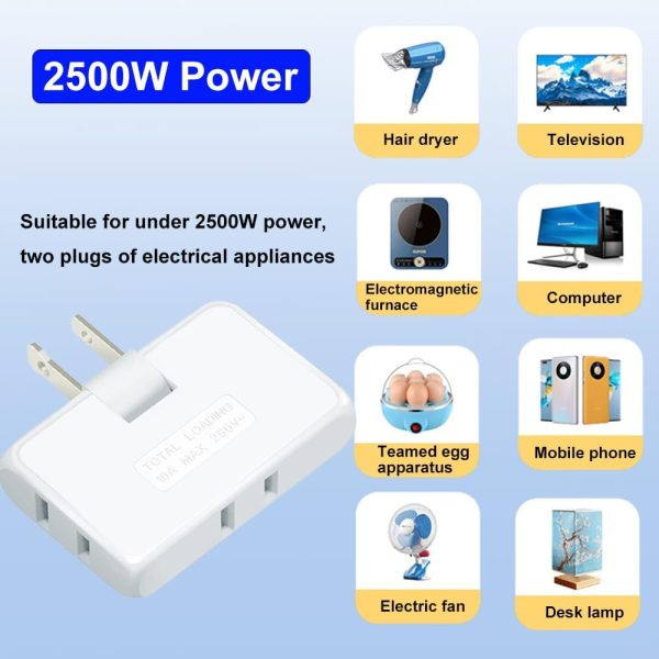 3 Way Flat Wall Outlet Extender PaeorRorL Fireproof Compact-4