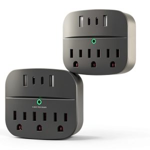 One Beat Surge Protector Outlet Extender USB Charging Black-0
