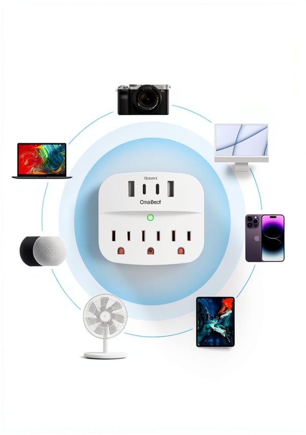 One Beat Power Strip USB Outlet Adapter White Non Surge-4