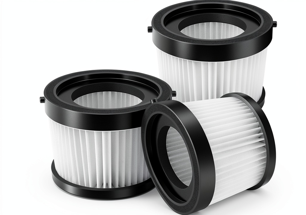 'DEWALT DCV501HB filter pack displayed with vacuum and brush'