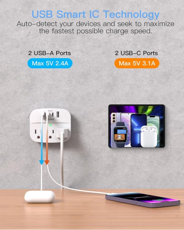 One Beat Power Strip Non Surge Protector Outlet Extender-2