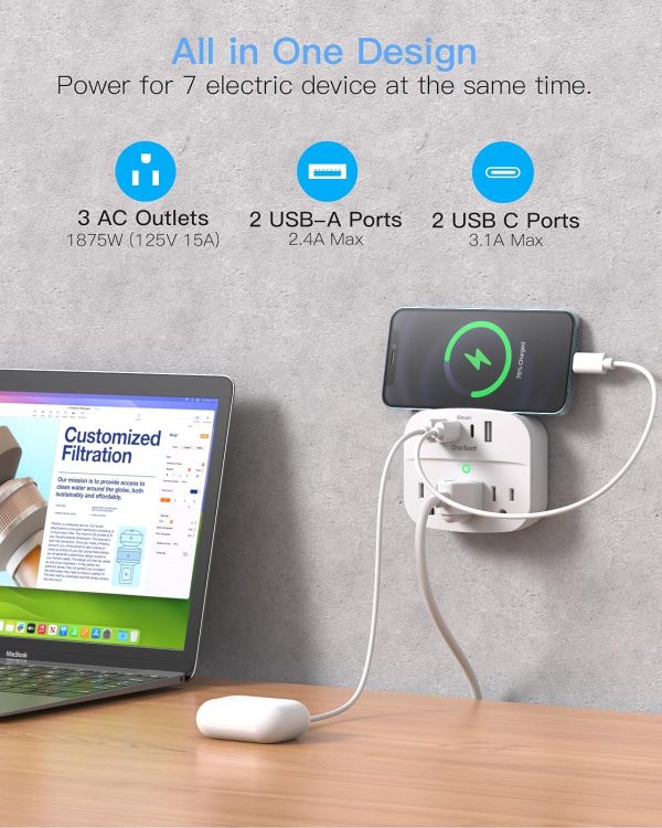 One Beat Power Strip Non Surge Protector Outlet Extender-1