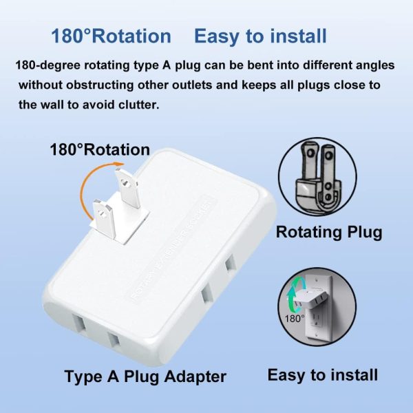 3 Way Flat Wall Outlet Extender PaeorRorL Fireproof Compact-1