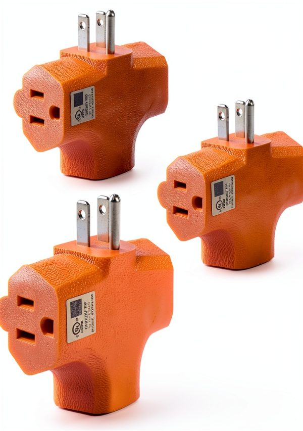 GFQHF 3 Outlet Adapter Heavy Duty Vinyl Safe T-Shaped-0