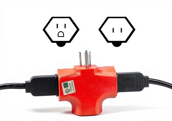 GFQHF 3 Outlet Adapter Heavy Duty Vinyl Safe T-Shaped-5