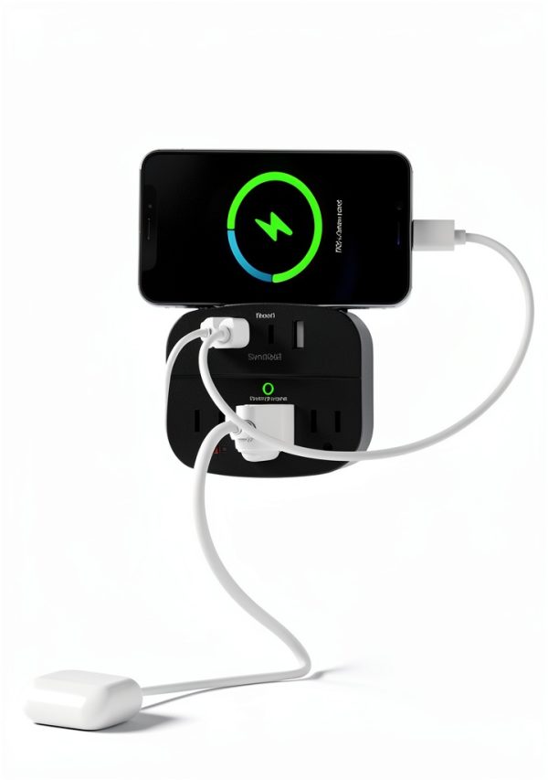 One Beat Surge Protector Outlet Extender USB Charging Black-1