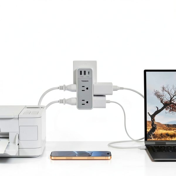 Tessan Wall Outlet Extender Rotating Plug Surge Protector-5