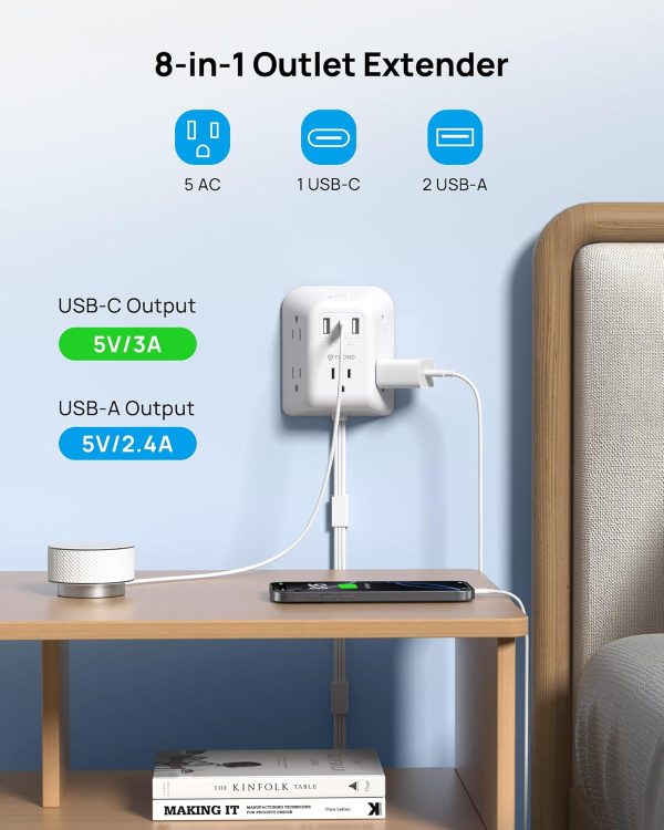 TROND Power Strip Surge Protector Rotating Outlet USB-1