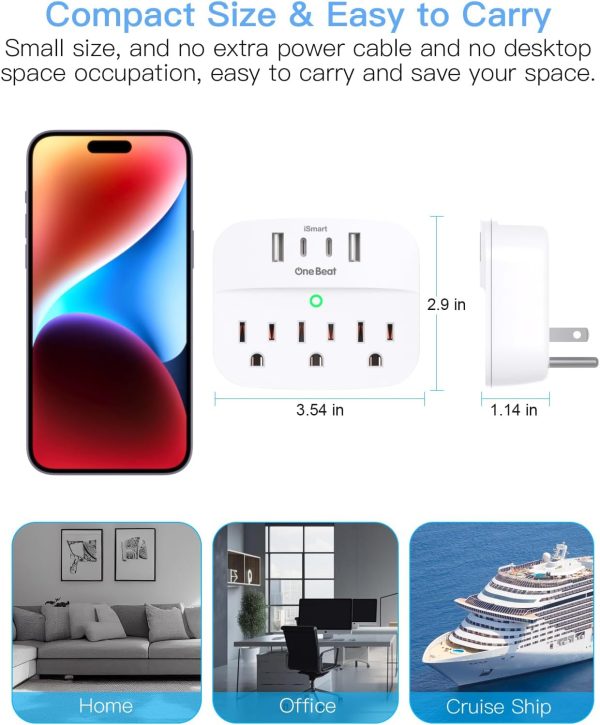 One Beat Power Strip Non Surge Protector Outlet Extender-5