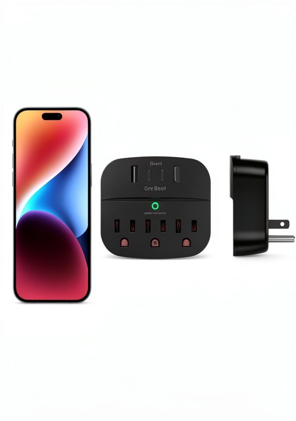 One Beat Surge Protector Outlet Extender USB Charging Black-5