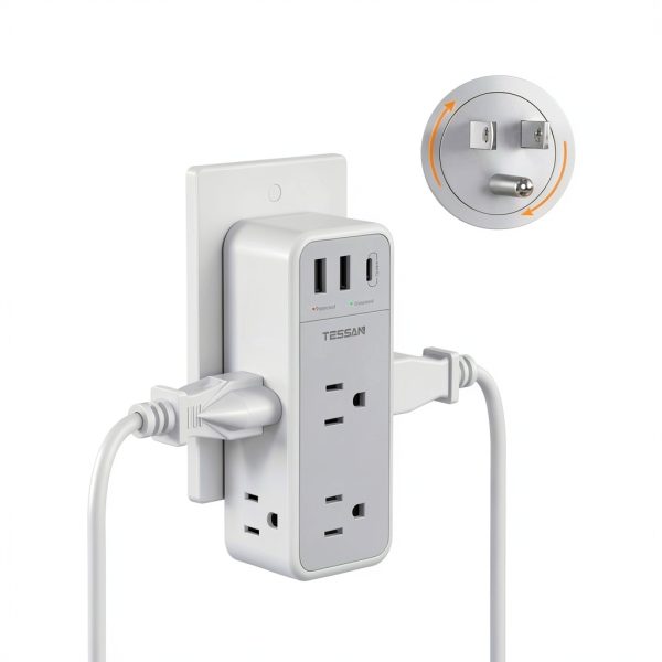 Tessan Wall Outlet Extender Rotating Plug Surge Protector-0