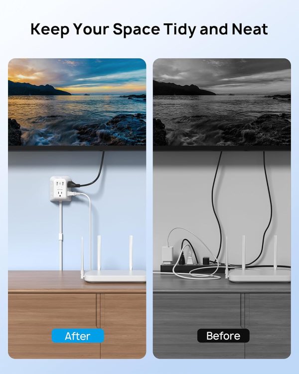 TROND Power Strip Surge Protector Rotating Outlet USB-4