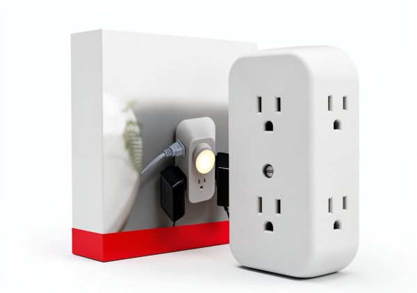 GE Wall Outlet Extender 6 Outlet Power Strip White-0