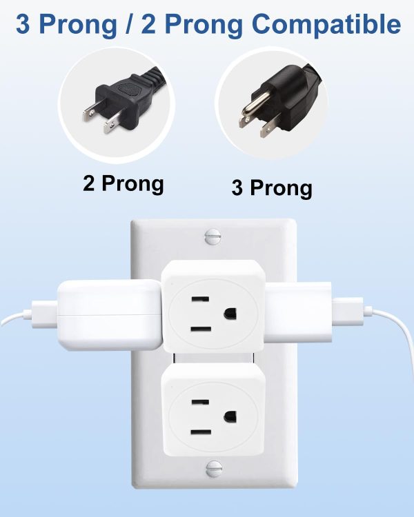 PaeorRorL Multi Plug Outlet Extender White 3 Pack Square-1