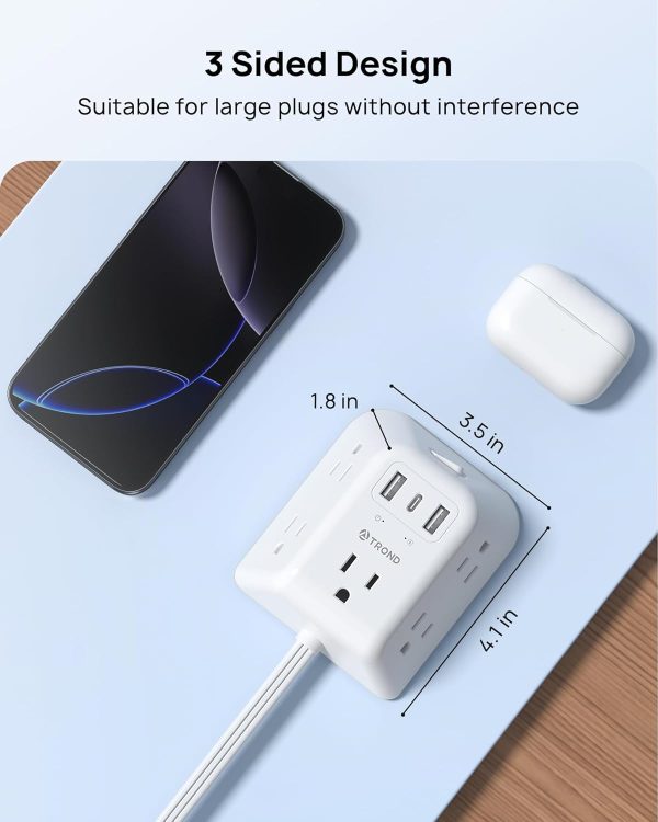TROND Power Strip Surge Protector Rotating Outlet USB-7