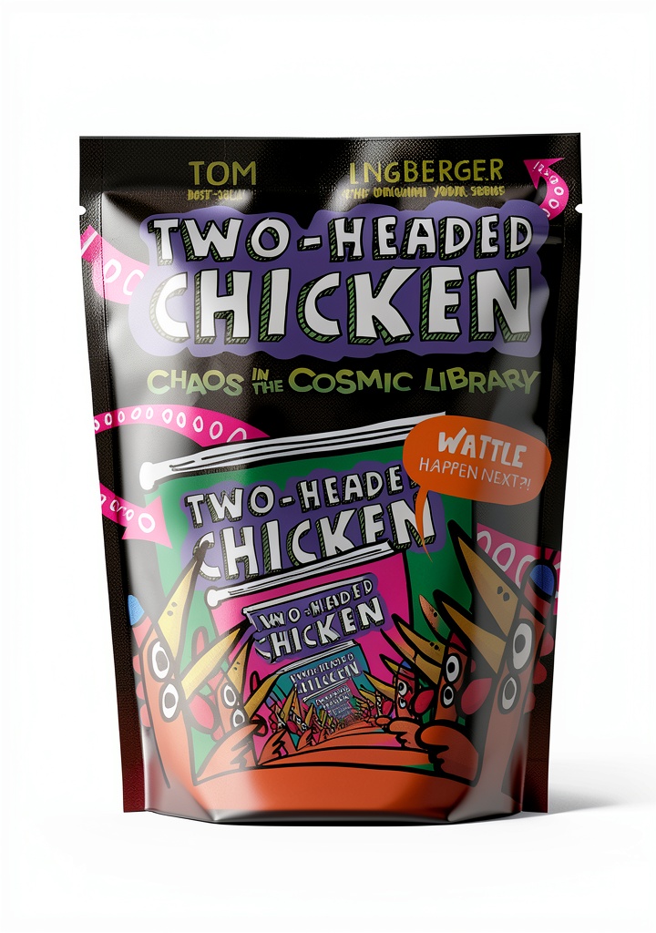 Two-Headed Chicken graphic novel cover showing vibrant sci-fi scenes