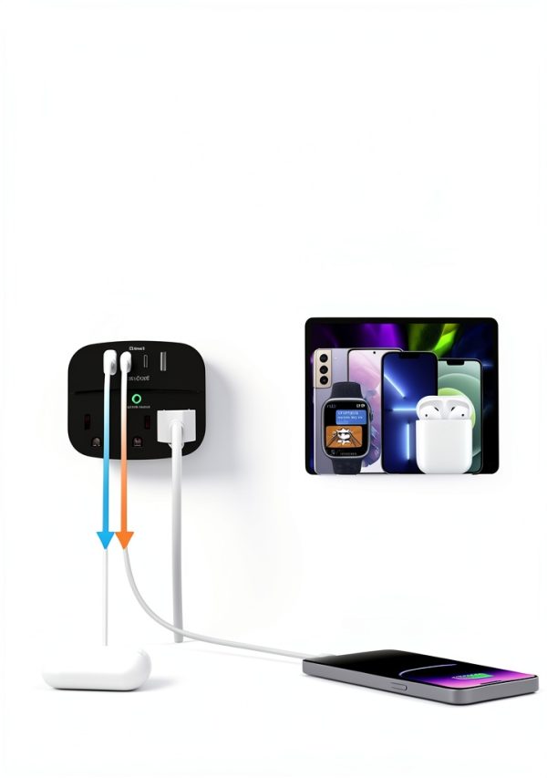 One Beat Surge Protector Outlet Extender USB Charging Black-2