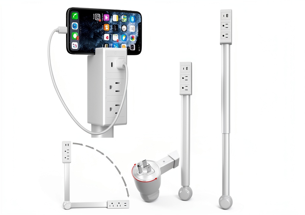 JOYGIEE outlet extender extended behind a couch