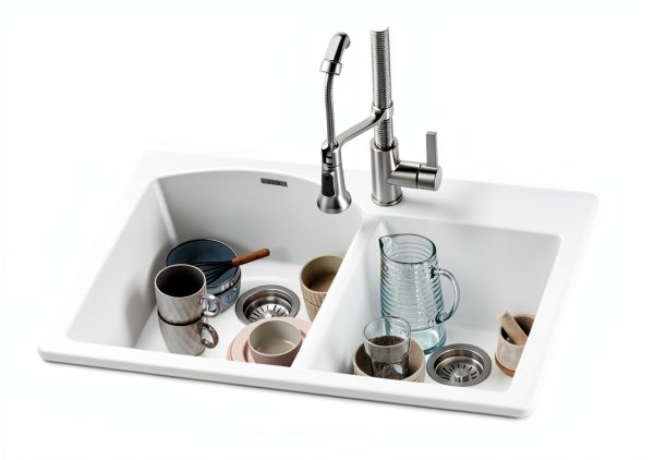 Kraus White Granite Kitchen Sink Double Bowl-7