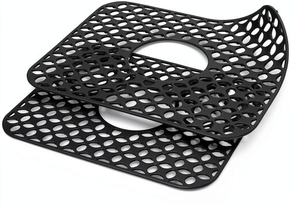 TOOVEM Silicone Sink Mat Black 2Pack-Center Drain Kitchen-0