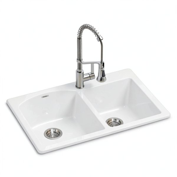 Kraus White Granite Kitchen Sink Double Bowl-1