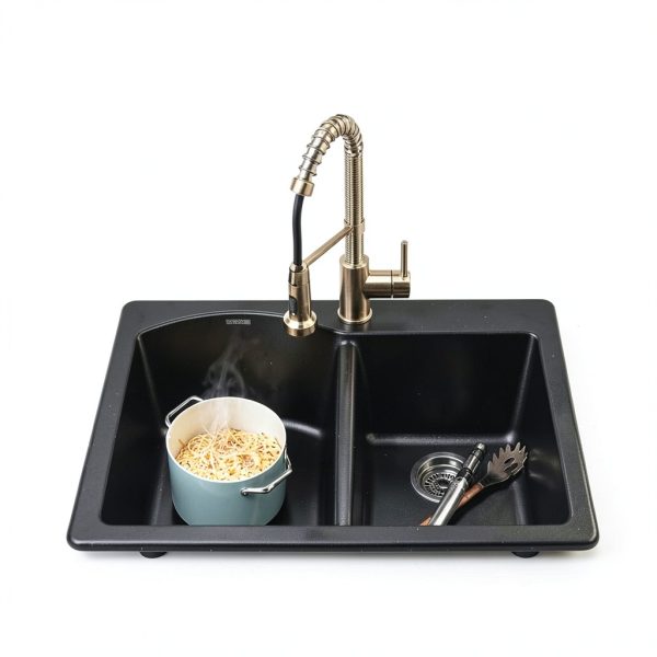 Kraus White Granite Kitchen Sink Double Bowl-8