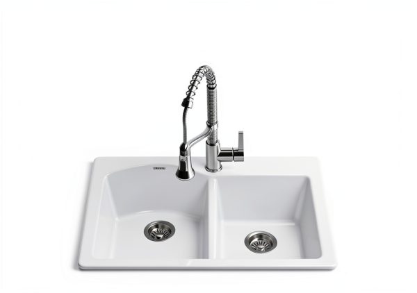 Kraus White Granite Kitchen Sink Double Bowl-2