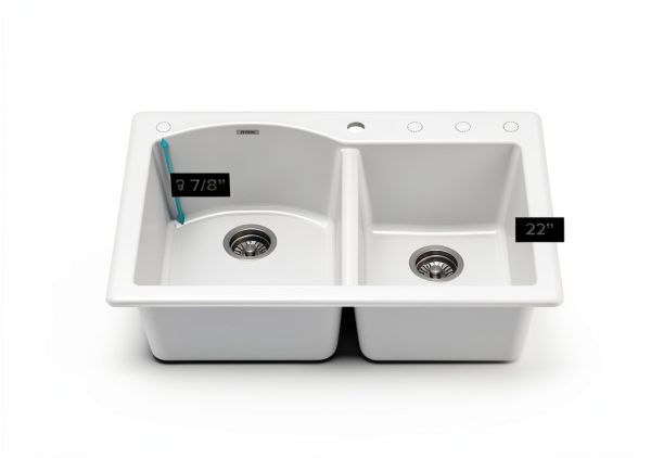 Kraus White Granite Kitchen Sink Double Bowl-4