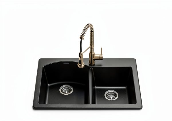 Kraus White Granite Kitchen Sink Double Bowl-5