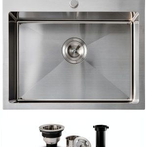 Brushed Nickel Kitchen Sink by VC CUCINE Stainless Steel-0