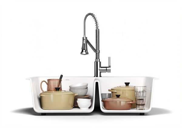 Kraus White Granite Kitchen Sink Double Bowl-3
