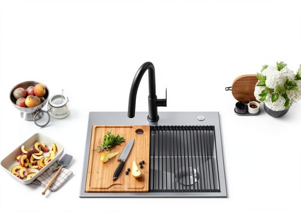 Kraus Drop-In Kitchen Sink 25 x 22 Inch Stainless Steel Workstation-2