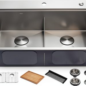 Kraus KWT302-30 Double Bowl Stainless Steel Kitchen Sink 30x22 Inch-0