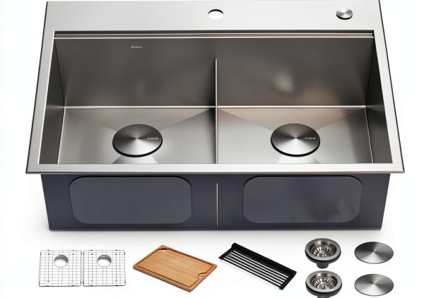 Kraus KWT302-30 Double Bowl Stainless Steel Kitchen Sink 30x22 Inch-0