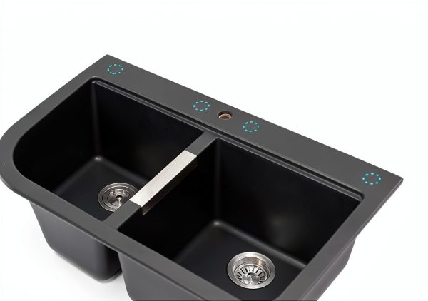 Kraus Kitchen Sink 33 Inch Black Onyx Double Bowl Granite Composite-5