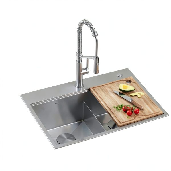 Kraus KWT302-30 Double Bowl Stainless Steel Kitchen Sink 30x22 Inch-1
