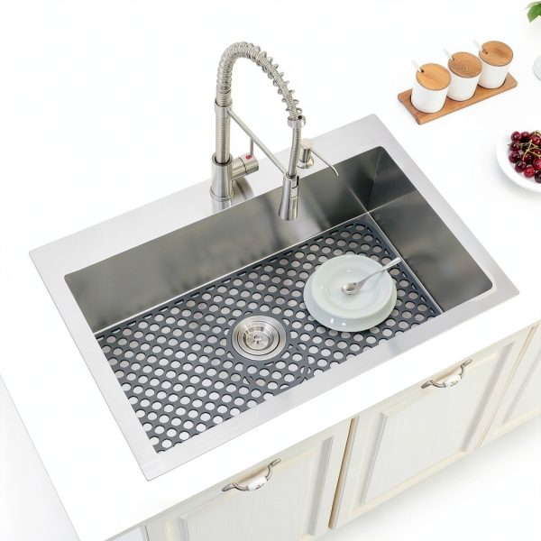Flytime Silicone Sink Mat Gray 26x14 Octagonal Non Slip Protective Pad-2