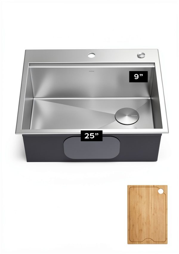 Kraus Drop-In Kitchen Sink 25 x 22 Inch Stainless Steel Workstation-4