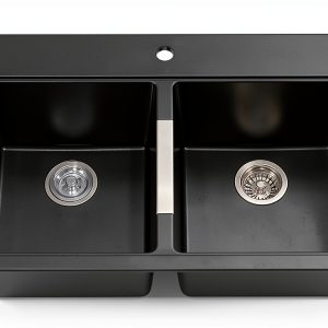 Kraus Kitchen Sink 33 Inch Black Onyx Double Bowl Granite Composite-0
