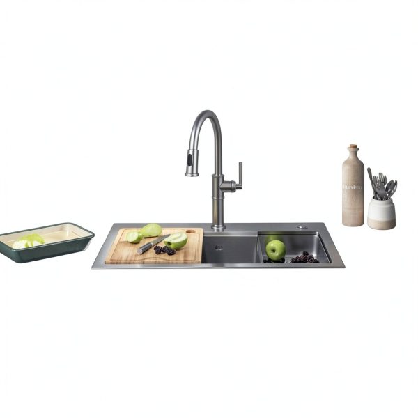 Kraus Kore Drop-In Single Bowl Kitchen Sink 28x22 Inch Metallic Silver-14