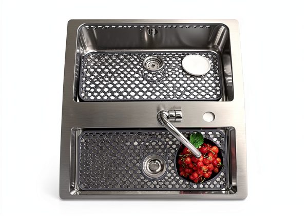 Flytime Silicone Sink Mat Gray 26x14 Octagonal Non Slip Protective Pad-0