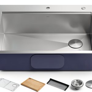 Kraus KWT310-30 30x22 Inch Bowl Stainless Steel Sink with Chef Kit-0