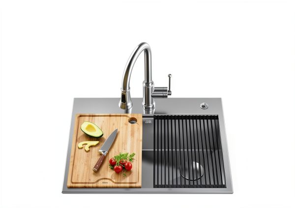 Kraus Kore Drop-In Single Bowl Kitchen Sink 28x22 Inch Metallic Silver-2